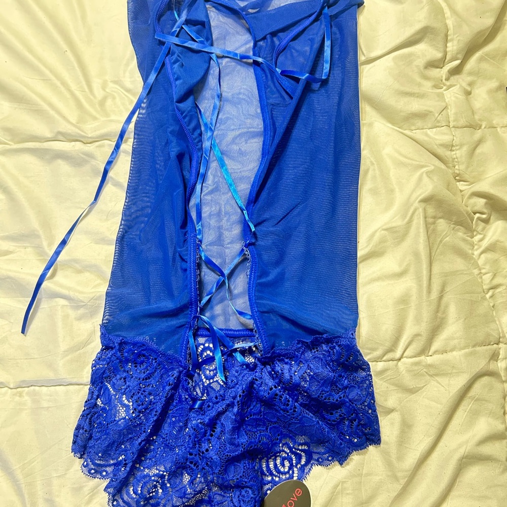 Elegant Blue Lace Chemise